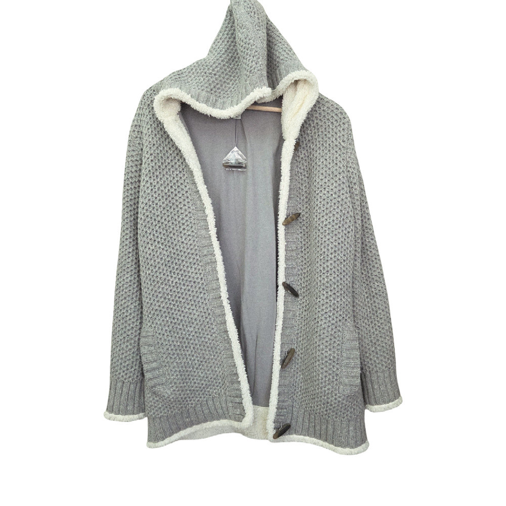 NWOT L.L. Bean | Hooded Sherpa Lined Wool Blend Toggle Knitted Cardigan Jacket